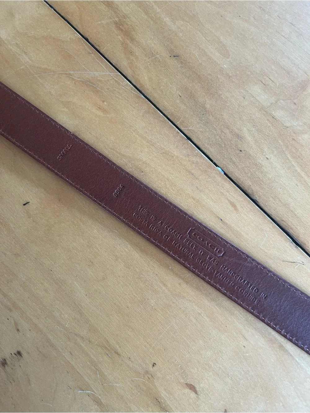 Coach Red Burgundy Women’s Cowhide Leather Belt Silver Buckle Small